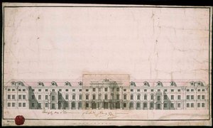 Ludwigsburg Palace. Fasadutformning av norra flygeln av Unbekannt