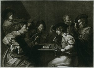 Luta, fiol och svart böjd zink, italiensk gravyr av året 1784, 1948 av Unbekannt