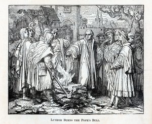 Luther bränner påvens tjur, 1882 av Unbekannt