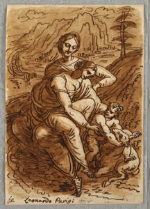 Madonna och barn med S: t Anna och lamm, efter Leonardo av Unbekannt