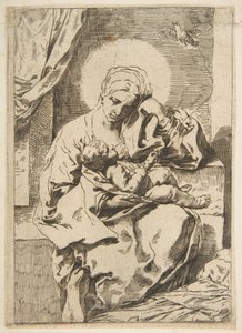Madonna och barn med en fågel, kopia omvänt efter Cantarini, ca. 1635-1636 eller senare. av Unbekannt