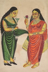 Maid Bringing a Hookah to a Lady, 1800-talet. av Unbekannt