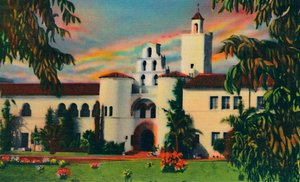 Huvudentré. Administrationsbyggnad, State College. San Diego, Kalifornien, c1941 av Unbekannt