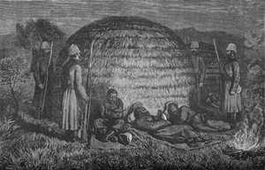 Major Marter och hans män vaktar Cetewayo i den inhemska Kraal, c1880 av Unbekannt