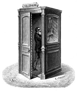 Ringa ett samtal från en telefonbox, 1888 av Unbekannt