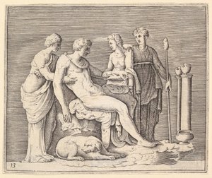 Man deltog av tre kvinnor, publicerad ca. 1599-1622. av Unbekannt