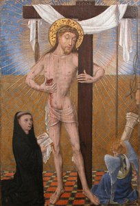Man of Sorrows med knästående donator, fjärde kvartalet 1400-talet med moderna tillägg. av Unbekannt