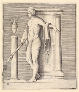 Man with Torch at Temple Door, publicerad ca. 1599-1622. av Unbekannt