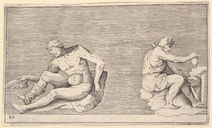 Man with Wing, Man with Vase and Dog, publicerad ca. 1599-1622. av Unbekannt