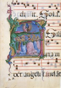 Manuskriptbelysning med jungfruns antagande i en initial A..., italienska, 1450-60. av Unbekannt