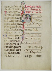 Manuskriptblad med initial A, från ett antifonarium, italienskt, 1400-tal. av Unbekannt