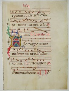 Manuskriptblad med initial A, från ett antifonarium, italienskt, 1400-tal. av Unbekannt