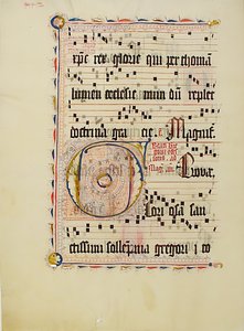 Manuskriptblad med initial F, från ett antifonarium, tyskt, andra kvartalet 1400-talet. av Unbekannt