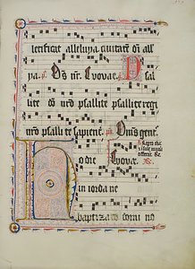 Manuskriptblad med initial H, från ett antifonarium, tyskt, andra kvartalet 1400-talet. av Unbekannt