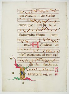 Manuskriptblad med initial I, från ett antifonarium, italienskt, 1400-tal. av Unbekannt