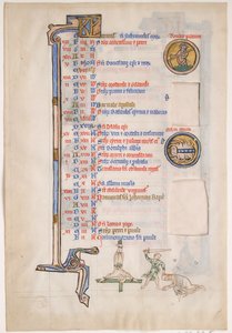 Manuskriptblad med junikalender, från en kunglig psalter, 1200-talet. av Unbekannt