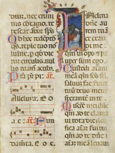 Manuskriptblad med kung David i en initial I, från en psalter, tidigt 1400-tal. av Unbekannt