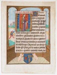Manuskriptblad med Saint Thomas, från en timbok, ca. 1500. av Unbekannt