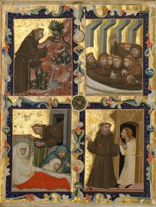 Manuskriptblad med scener ur den helige Franciskus av Assisis liv, italienska, ca. 1320-42. av Unbekannt