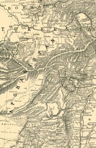 Karta som visar general Robertss väg till Kabul...och de brittiska och ryska gränserna, 1901. av Unbekannt