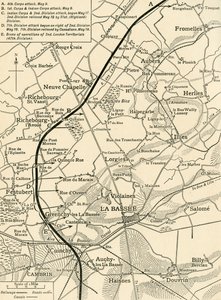 Karta som illustrerar den första arméns operationer..., första världskriget, 1915, c1920. av Unbekannt