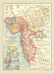 Karta över Bombay, Berar och en del av centrala Indien, 1902. av Unbekannt
