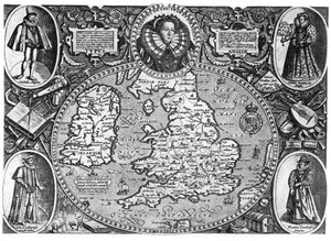 Karta över England, 1500-talet, 1896 av Unbekannt