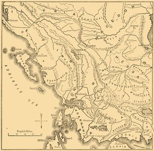 Karta över Epirus och västra Grekland, 1890. av Unbekannt