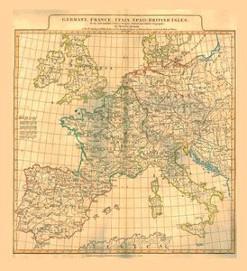 Karta över Europa, 1821. av Unbekannt
