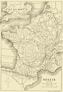 Karta över Gallien och en del av Storbritannien, 1890. av Unbekannt