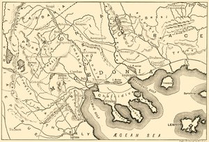 Karta över Makedonien och de närliggande distrikten, 1890. av Unbekannt