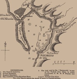 Karta över Navarino-bukten, 1800-talets första kvartal. av Unbekannt