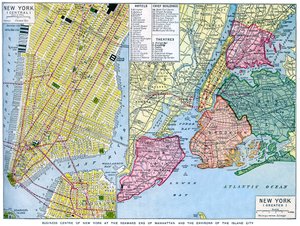 Karta över New York City, USA, c1930-talet av Unbekannt