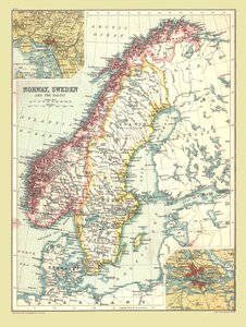 Karta över Norge och Sverige, 1902. av Unbekannt