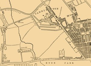 Karta över Paddington, 1815, c1876. av Unbekannt