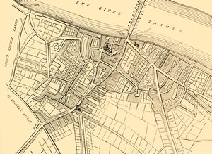 Karta över Southwark, 1720, c1878. av Unbekannt