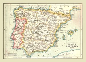 Karta över Spanien och Portugal, 1902. av Unbekannt