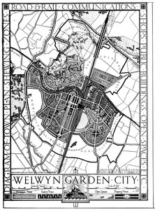 Karta över Welwyn Garden City, Hertfordshire, England, 1926 av Unbekannt