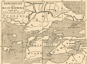 Karta över Dardanellerna och Marmarasjön, c1914, 1920. av Unbekannt