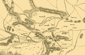 Karta över striderna i Chardeh-dalen, 1901. av Unbekannt