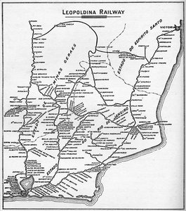 Karta över Leopoldinas järnvägssystem, 1914. av Unbekannt