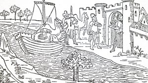 Marco Polo och hans farbröder anländer till Hormuz. av Unbekannt