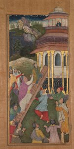 Maria går uppför trappan till templet, från en Mirat al-quds Mirror of Holiness..., 1602-1604. av Unbekannt
