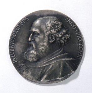 Medalj föreställande Ludwig Mond, industrikemist av Unbekannt