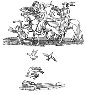 Men and Women in the Act of Hawking, 1300-talet, 1833 av Unbekannt