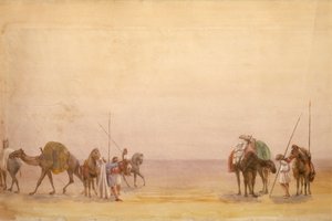Män med kameler och hästar, en del av London till Hong Kong Panorama av Unbekannt