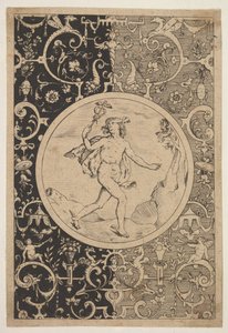 Kvicksilver i en dekorativ ram med grotesker, ca. 1600-1630. av Unbekannt