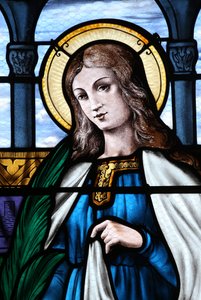 Mezilles kyrka. Fönster i målat glas. Sainte Eliane. Frankrike av Unbekannt
