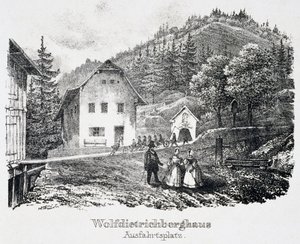 Saltgruva: Wolfdietrich-byggnaden och utgången från gruvan, i Durrnberg, Österrike av Unbekannt
