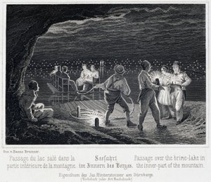 Saltgruva: korsningen av saltsjön, inne i berget, omkring 1850, i Durrnberg, Österrike av Unbekannt